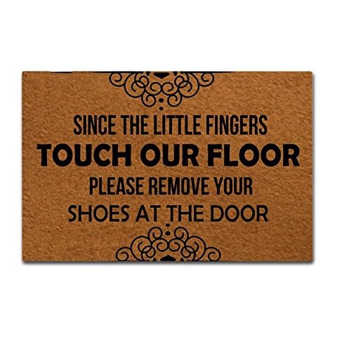 Shinewe Custom Doormat Entrance Floor Mat Since Little Fingers Touch Our Floors Please Remove Your Shoes At The DoorInside/Outside Door Mat Living Room Kitchen Rugs Home Decor 45x75cm Cover