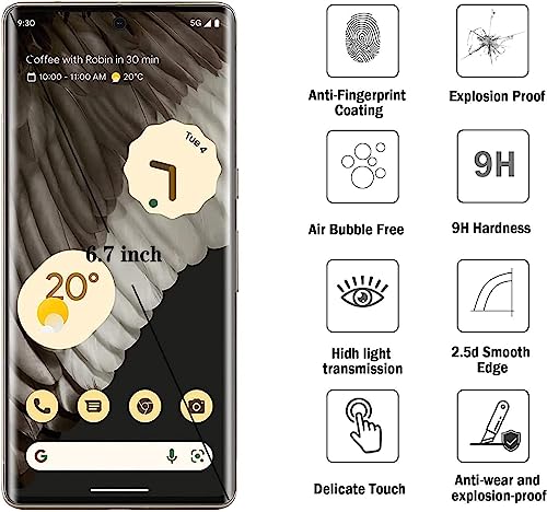 Image of OCTRIX Advanced Premium Tempered Glass Screen Protector Guard For Google Pixel 7 PRO Full Glue Edge to Edge Coverage with Easy Installation Kit- By Blackwik