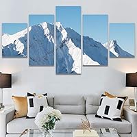SIGNWIN 5 Panel Canvas Wall Art Snow Mountain for Home Decorations Ready to Hang - 60