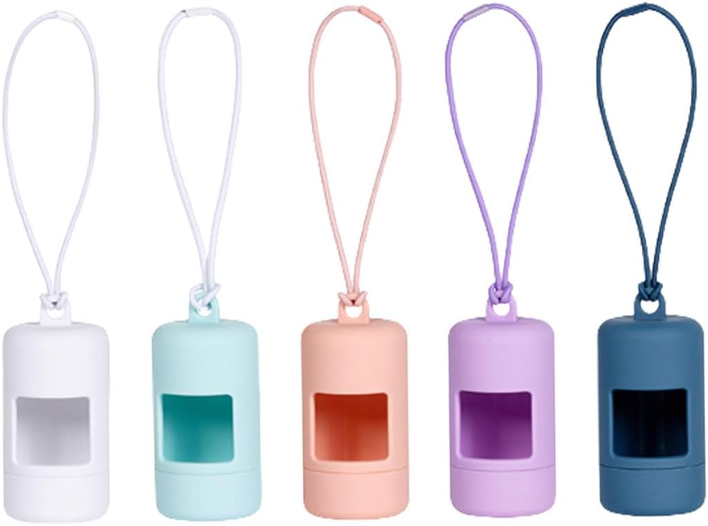 Dog Poop Bag Holder Dispenser For Leash With Premium Hook Small Doggy Poop Bags Zipper Pouch with Carabiner Clip，5pack