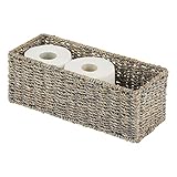 ORDEN Y ELEGANCIA: La práctica cesta tejida es un ideal organizador para baño. Los rollos de papel higiénico, los cosméticos y otros utensilios de baño quedan bien guardados en la atractiva cesta.