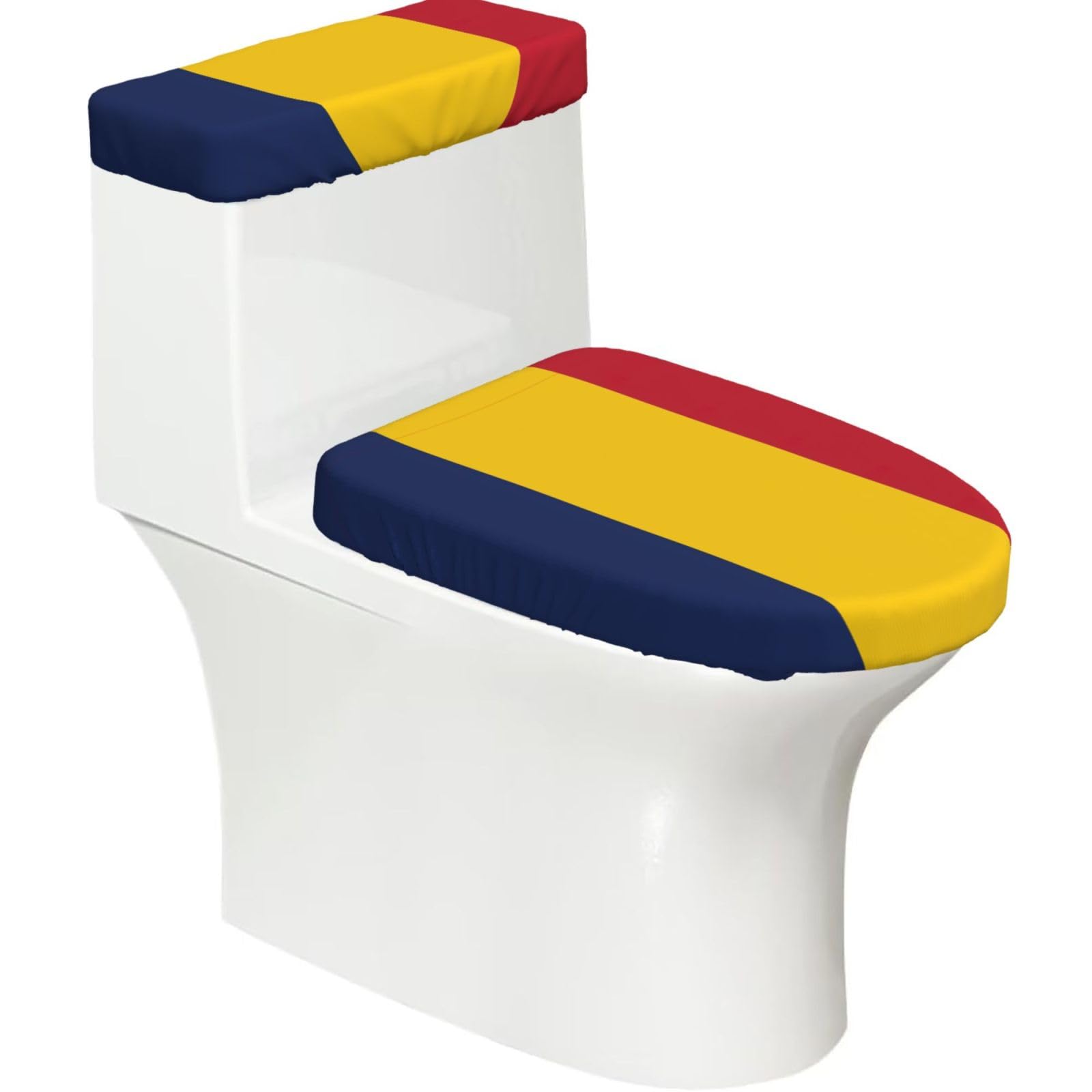Flag Of Chad Print Bathroom Decor Toilet Lid Cover And Tank Covers, Restroom Accessories Fits Most Round