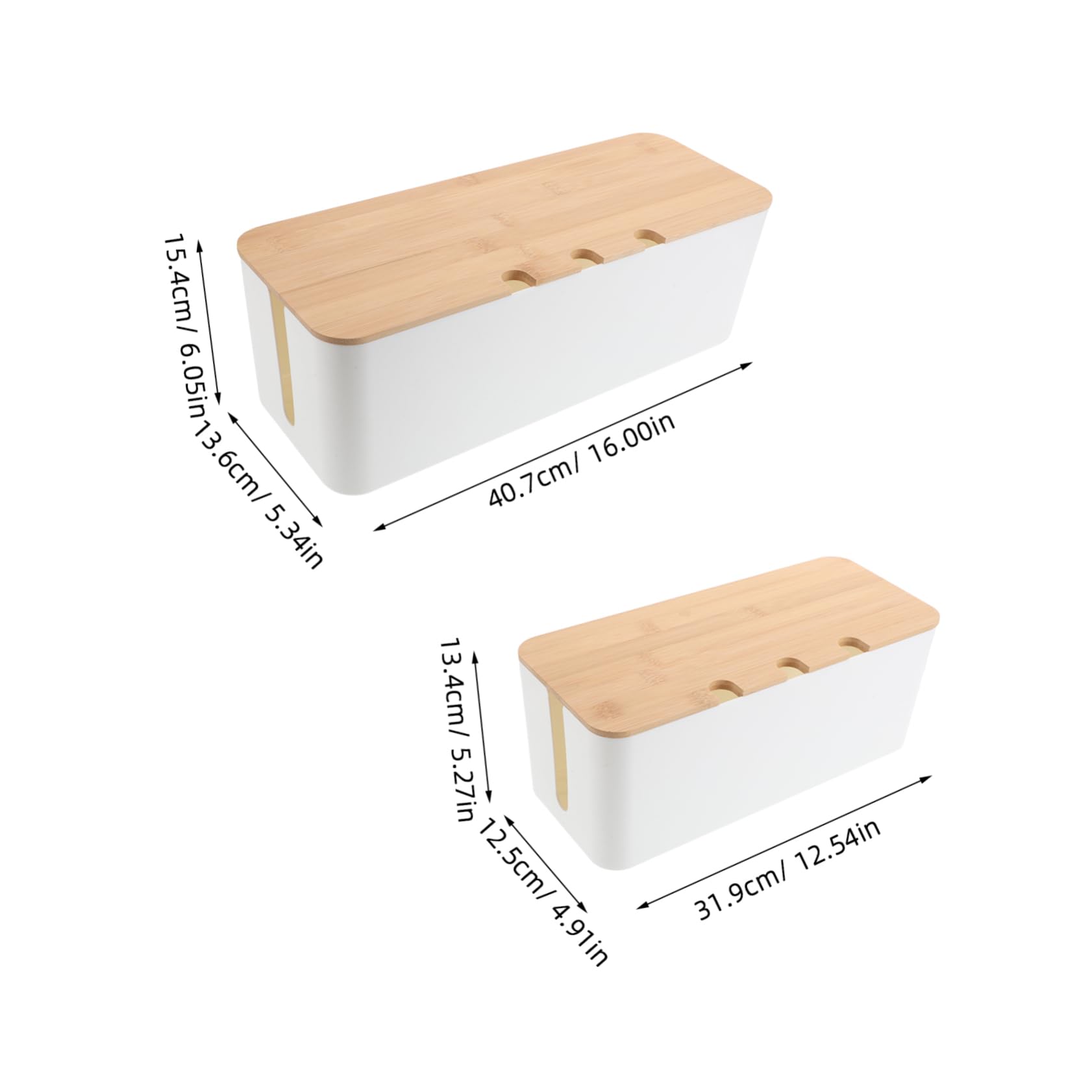 Caja Organizadora para Guardar Cables con Agujeros, Plástico y Madera | Diseño Simple y Moderno, 1 Juego, Acceso Cómodo para Conexiones Múltiples y Orden de Conductores