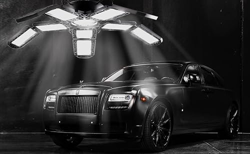 Alarco Pack Of 2 Led Garage Light 180W 18000Lm With 10+1 Leaf Deformable/Adjustable Led Panels Garage Light, E26/E27 Base As Regular Light Bulb For Garage, Basement, Warehouse, Shop, Barn #TOP6