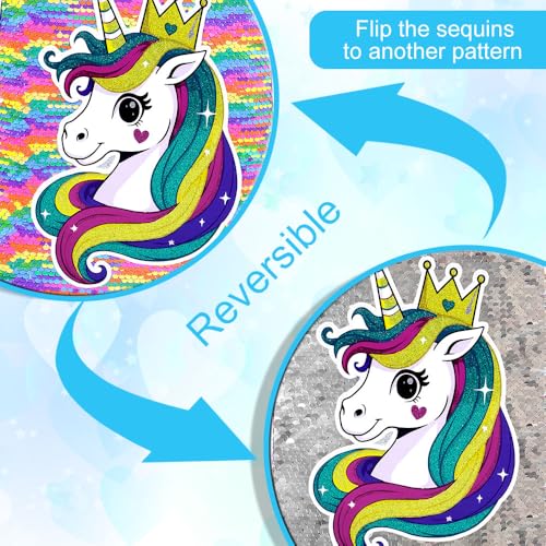 Image of CCJPX 3Pcs Unicorn Backpack for Girls, 16 inch Kids Sequin Bookbag with Lunch Box, Water Resistant Elementary School Bag for Kindergarten Preschool Toddler (Rainbow)