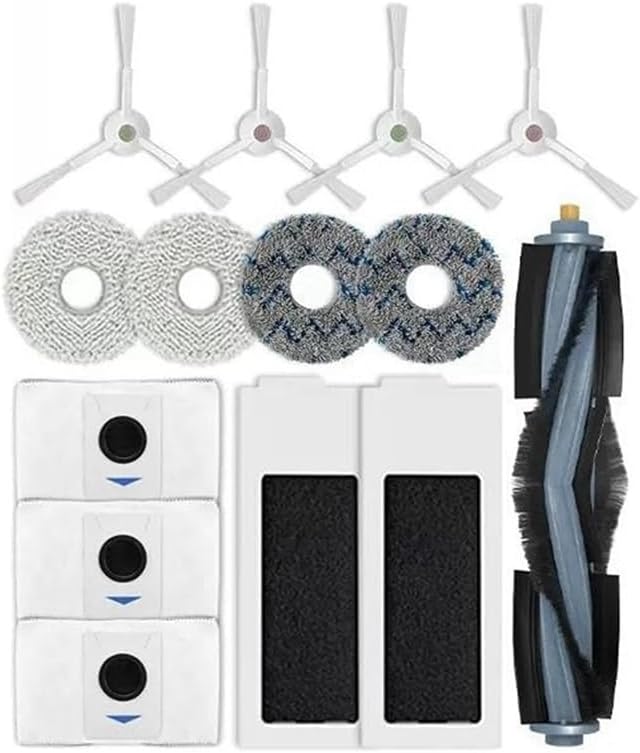 Replacement Parts for ECOVACS Deebot T20 omni/PRO/MAX T20 Pro/Max Plus Vacuum Cleaner Accessories 1 Main Brush, 4 Side Brushes, 4 Mop cloth, 3 Dust Bags, 2 filters(14 PCS)