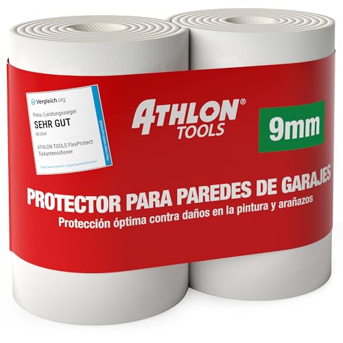 ATHLON TOOLS 2X FlexProtect Protectores para Pared de Garaje, Cada uno de 2 m de Largo, Protector extragrueso del Borde de Puertas, autoadherente, Impermeable