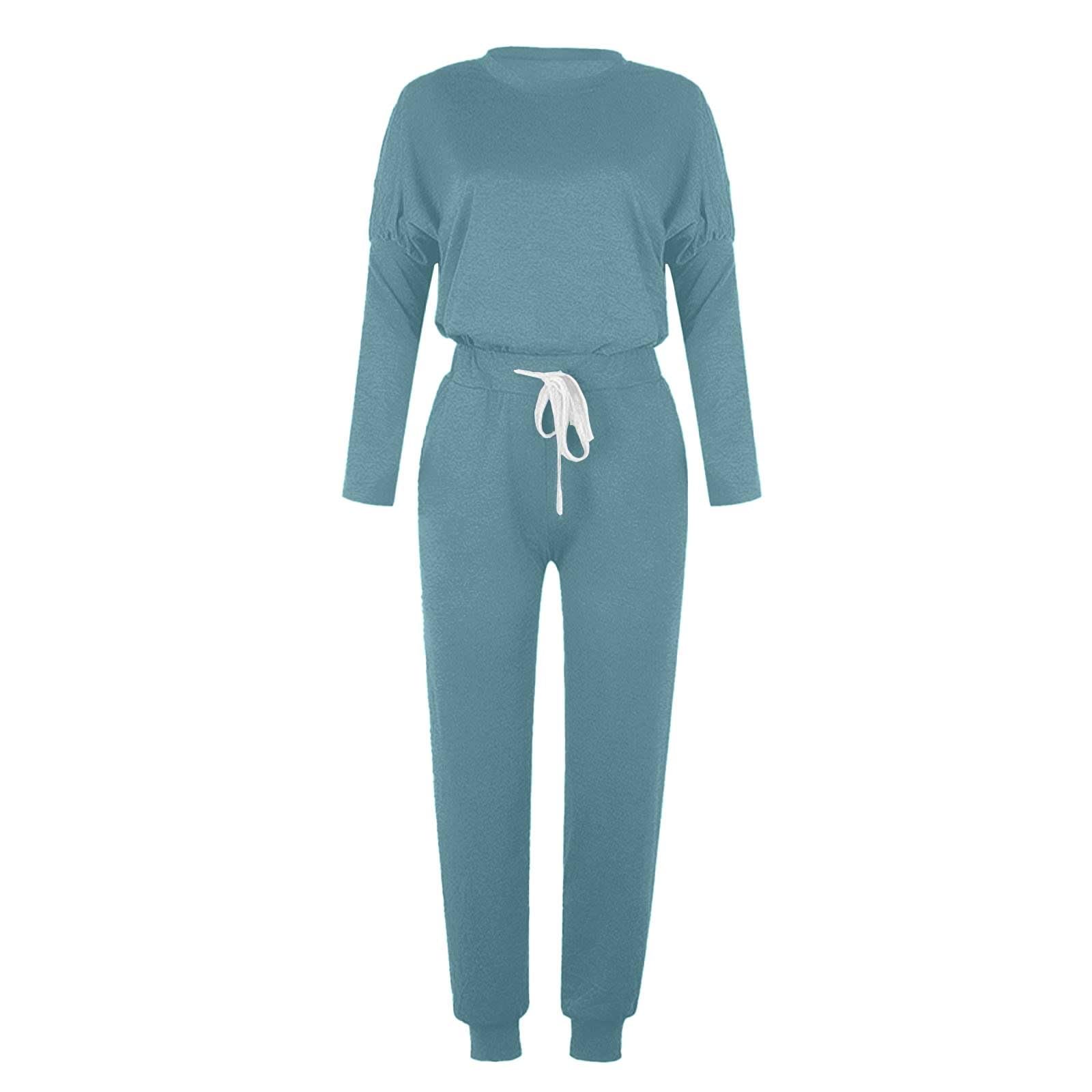 Set da 2 pezzi da donna – Casual due pezzi felpa da donna girocollo maglione tinta unita track suit loungewear baggy Shirt e pantaloni sportivi autunno tuta inverno tuta jogging tuta