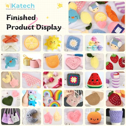 Image of Katech Crochet Kit for Beginners Adults Kids-Crochet Starter Kits-Includes Soft Yarn for Crocheting, Hooks, Accessories, Tutorials, Ideal Crocheting Kit for Kids Adults as Gift