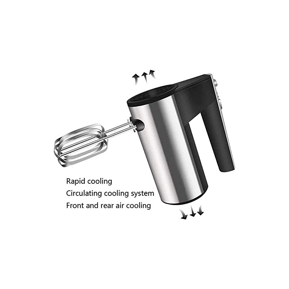 Mezcladores de Mano para el hogar Cocina de Mano Negro 5 velocidades con función Turbo Batidor eléctrico, Incluye batidores de Acero Inoxidable Resistentes y Ganchos para Masa