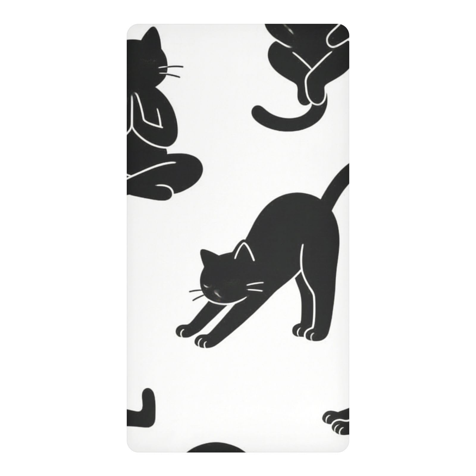 Drap-housse imperméable 132x71 cm chat noir yoga pour lit enfant