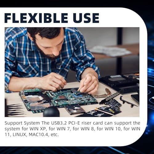 Tarjeta PCIe a USB 3.2 Gen1 Tipo E con velocidad de 5 Gbps y conector A-Key Flylin 4