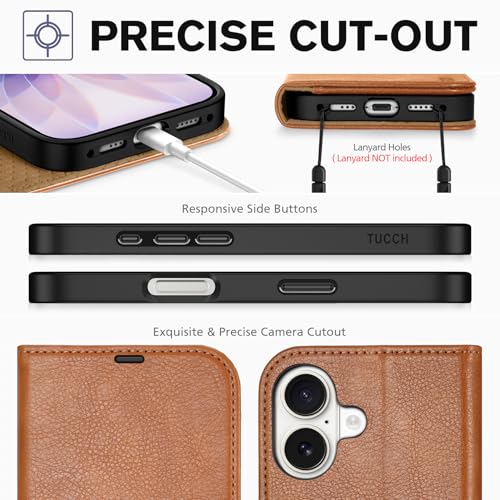 TUCCH Case Wallet for iPhone 17 6.3" 2025, RFID Blocking Folio, Light Brown by TUCCH - Used condition - Image 8