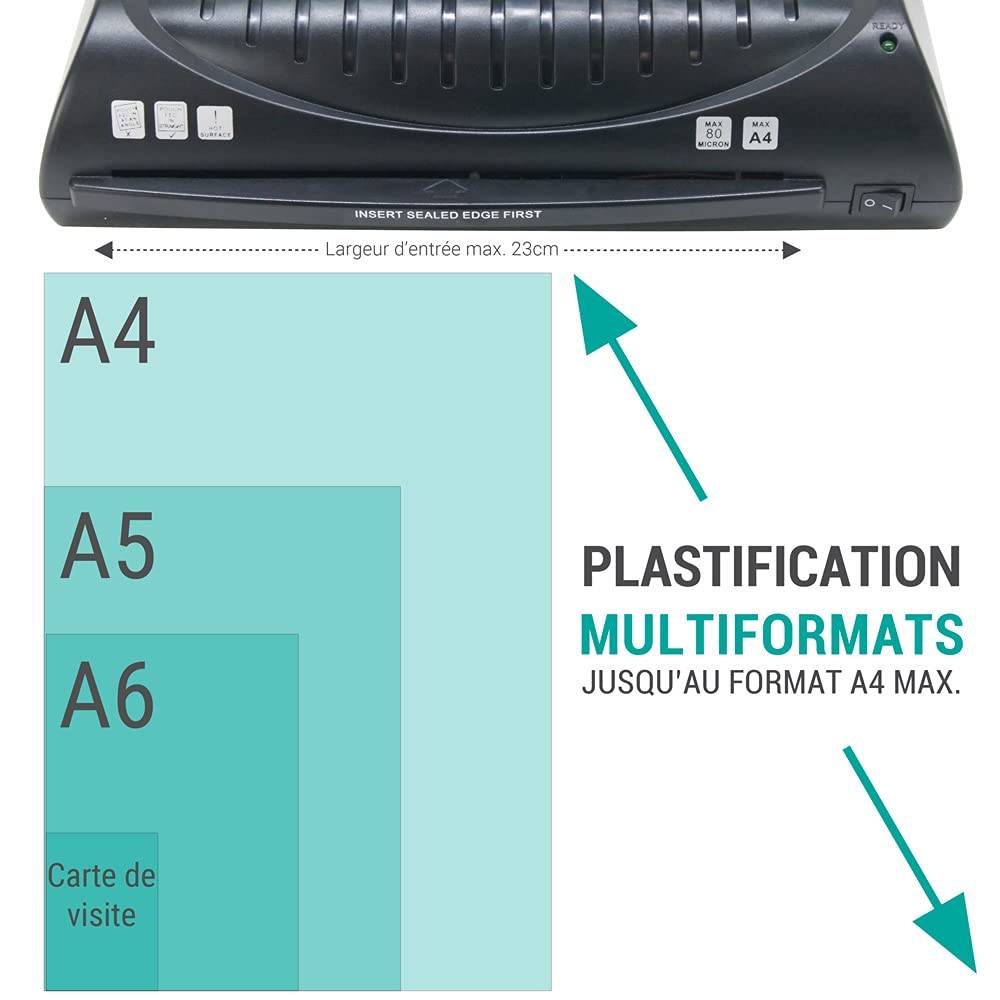 Plastificatrice A4 A5 A6 A7 Compatta e Veloce con 25 buste A4..