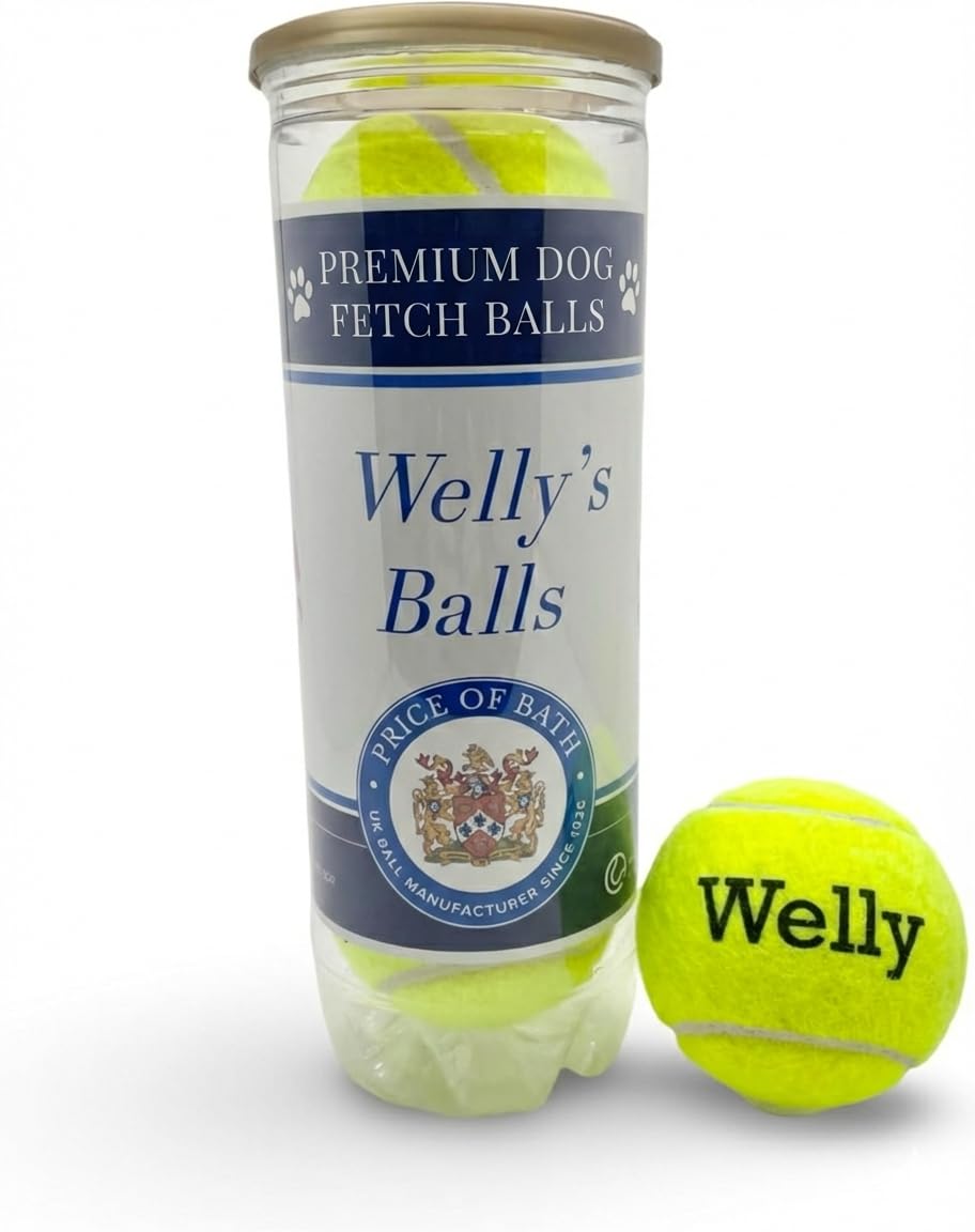 Balles de tennis personnalisées chien fabriquées au Royaume-Uni en tube de 7 couleurs