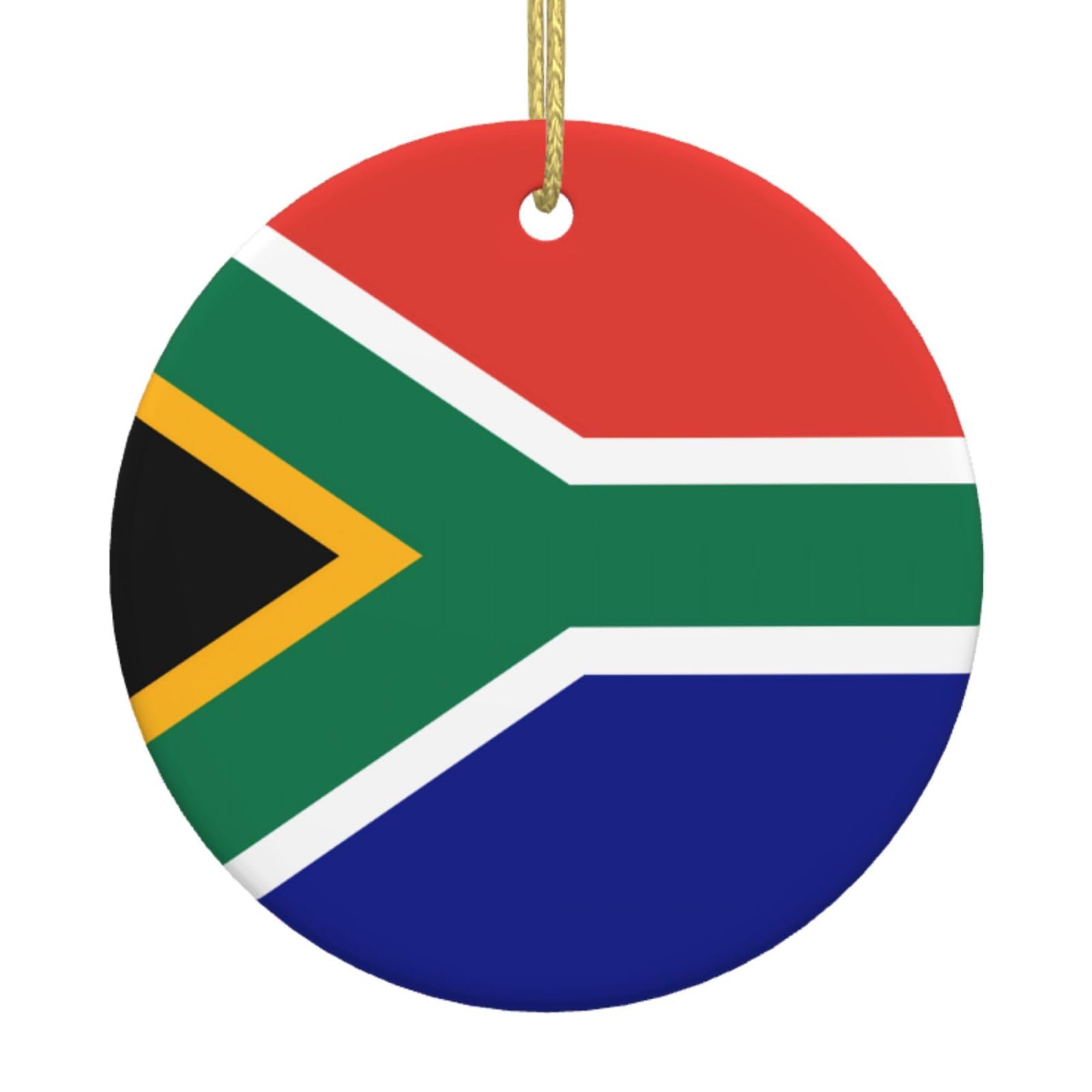 South African Flag Printed Christmas Tree Ceramic Ornaments Holiday Decoration Christmas Unique Pendant for Christmas Party