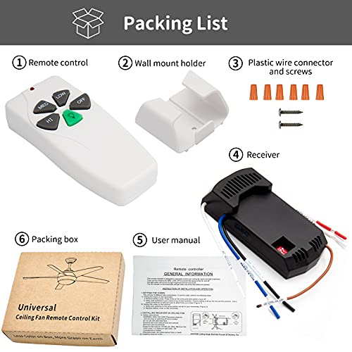 Cenming FAN28R FAN-53T Universal Ceiling Fan Remote Control Kit Replacement thumb #6
