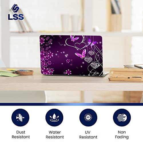 Image of LSS 17-17.3 inch Laptop Notebook Skin Sticker Cover Art Decal Fits 16.5 inch 17 inch 17.3 inch 18.4 inch 19 inch HP Dell Lenovo Apple Asus Acer Compaq (Free 2 Wrist Pad) Purple Heart Butterfly