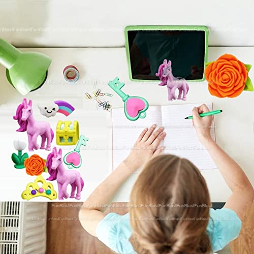 Image of FunBlast Unicorn Erasers - Retractable Eraser, Novelty Eraser Unicorn Themed Kawaii Erasers for Kid, Students, Fancy Stationery Gift for Kid, Return Gift (Rainbow)