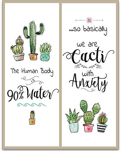 Cactus and Humans - 11x14 Unframed Art Print Poster, Great Plant Wall Art, Home Room and Office Decor, Funny Cactus Decorations for Garden, Humorous Mental Health Poster, Modern Succulents Art