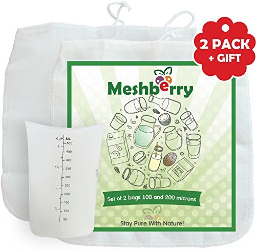 Almond Nut Milk Bag - 2 Pack - Greek Yogurt & Kefir & Juice & Cottage Cheese Strainer - Reusable & Durable 12