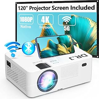 5G WiFi Bluetooth Projector, Full HD Native 1080P Projector 9500Lumens with Wireless Mirroring Screen, Compatible with TV Stick/HDMI/DVD Player/AV for Theater Movies [120