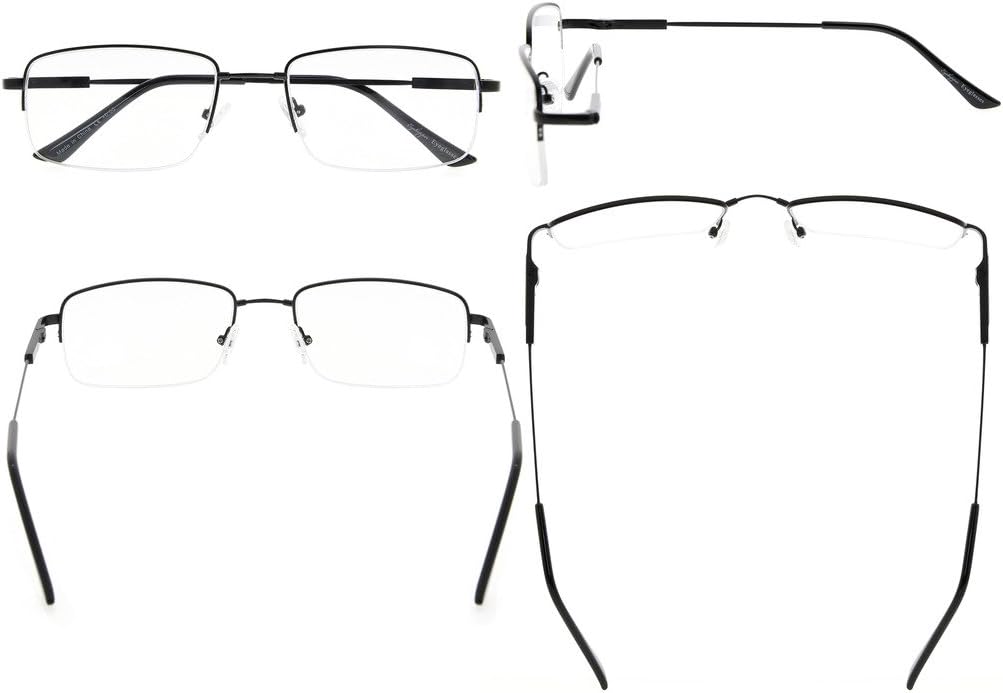 Eyekepper Men Classic Half-Rim Reading Glasses Memory Readers with Bendable Titanium Bridge and Temple (Black,+1.75)