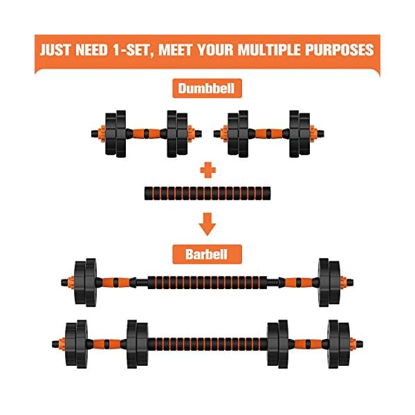 BOSWELL-Adjustable-Weights-Barbell-Dumbbells-Set-3-in-1-Non-Slip-Neoprene-Hand-with-Connecting-Rod-for-Adults-Women-Men-Workout-FitnessHome-Gym-Exercise-Training-Equipment Adjustable Weights Barbell Dumbbells Set, 22 lbs BOSWELL 3 in 1 Non-Slip Neoprene Hand with Connecting Rod for Adults Women Men Workout Fitness,Home Gym Exercise Training Equipment YA022