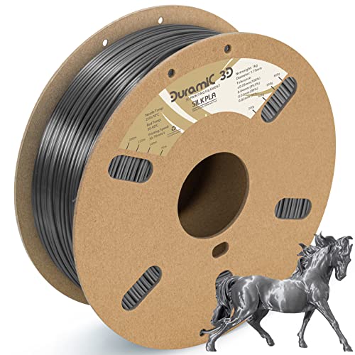 Image of DURAMIC 3D Silk PLA Filament Pure Shinny High Gloss Finish 1.75mm | 3D Printing Filament with Cardboard Spool,No-Tangling Neatly Wound Dimensional Accuracy 99% + /- 0.03mm 1KG Silk Silver