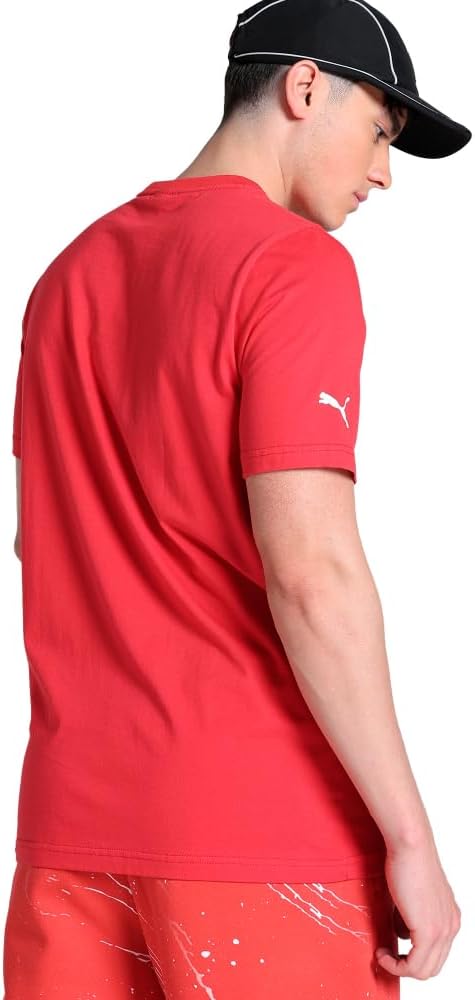 PUMA Mens Scuderia Ferrari Race Shield Colored Graphic Crew Neck Short Sleeve Casual Tops Casual - Red