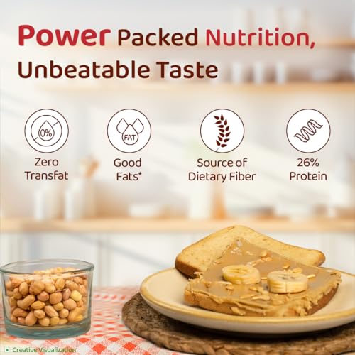 Image of Sundrop Peanut Butter | Crunchy | 462 grams | With 26% Protein | 4% Dietary Fibre | Premium Roasted Peanuts | No Preservatives | Great Value Per Gram of Protein