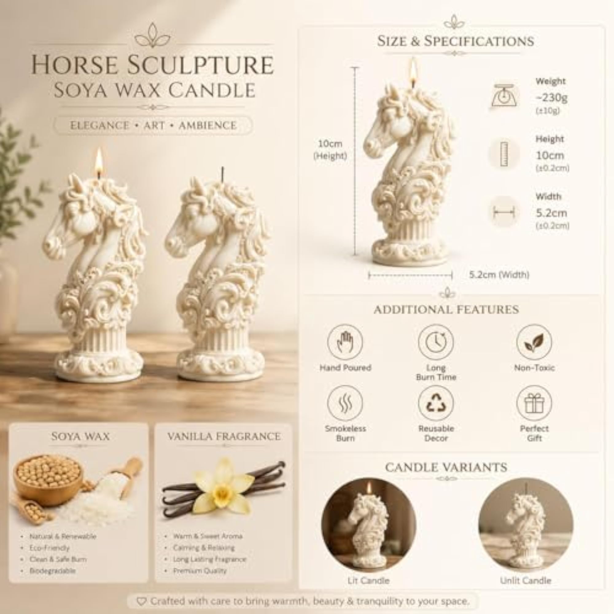Artistic 3D Sculpted Soy Wax Candle for Home Décor