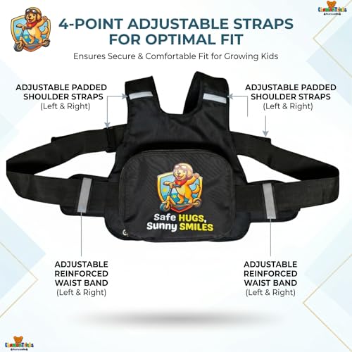 Image of Baby & Kids Safety Belt for Two-Wheelers - Toddler Harness Strap for Bike & Scooty, Child Riding Safety Belt for 2 to 6 Years, Adjustable, Comfortable, Easy-Use (Black - Premium)
