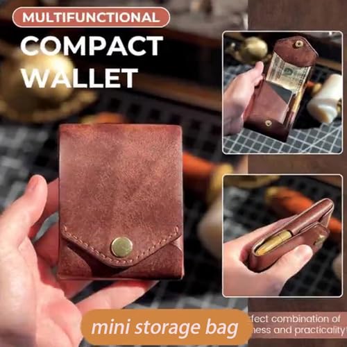 Vintage Handmade Leather Wallet, Men's Multifunctional Slim Wallet, Slim Minimalist Style with Pen Slot (2)2