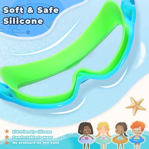 Image of Keary 2 Pack Kids Swim Goggles for 3-15 UV Protection Anti-Fog Pool Water Swimming Goggles for Boys Girls Youth Toddler