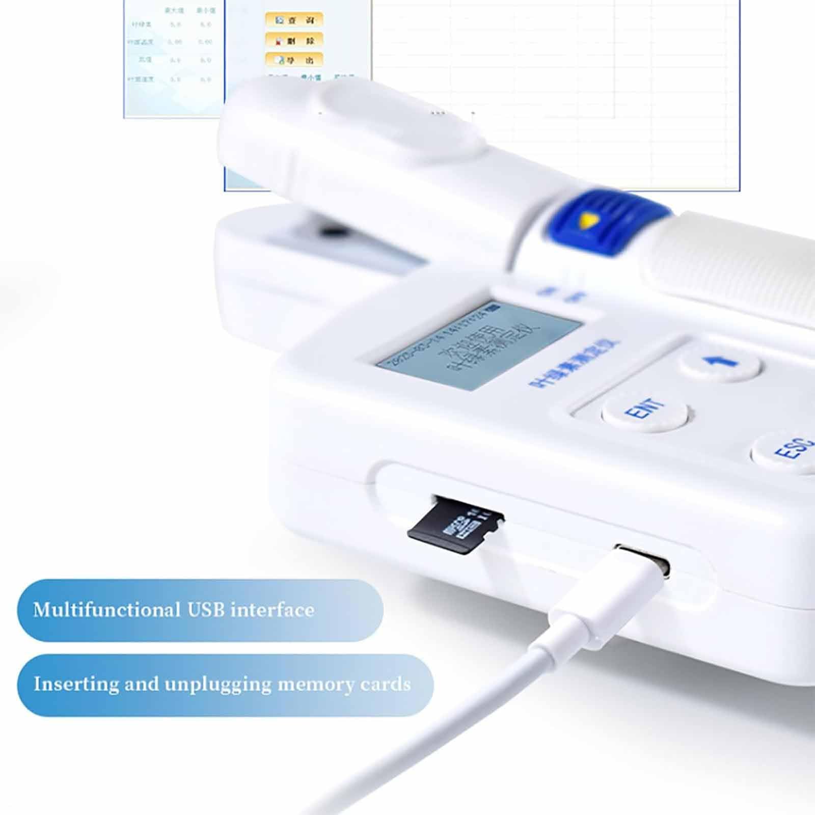 Chlorophylle Portable - Plage De Mesure SPAD De 0,0 À 990,99 %, Détection Rapide Des Plantes En 0,8 s, Stockage De Données De 16 Go Et Interface USB, Sélectionnable En Chinois Et En Anglais ,White