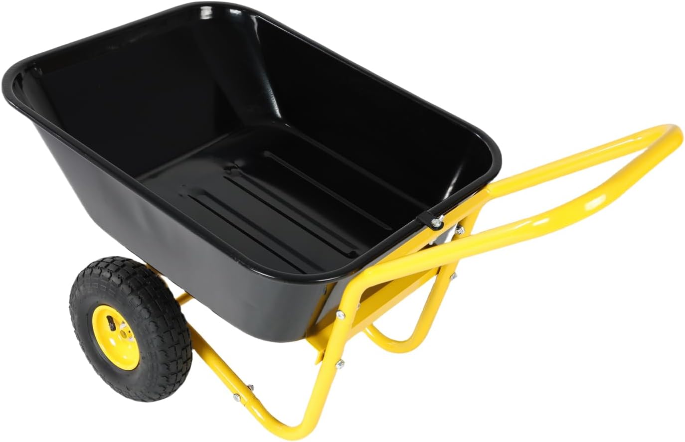Two-Wheeled Barrow, Garden Cart with 10-Inch Pneumatic Wheels (Yellow + Black)