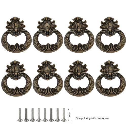 USLEIFU 8-Pack Vintage Distressed Antique Brass Finish Pulls Handles for Cabinet Cupboard Drawer Dresser (8)