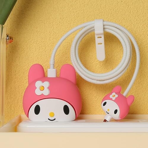 Image of Protective Charger Case for iPhone 18W 20W iPhone 16 15 14 13 12 11 Pro Max Charging Cable Charger Protective Cover Data Cable Protective Sleeve-Sanrio Kitty Multicolor