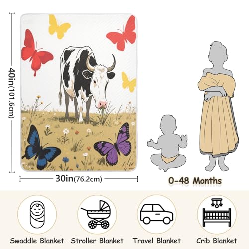 Custom Farm Animal Cow Cute Baby Receiving Blankets Soft Custom Prints Image Baby Blanket with Name for Nursery Stroller Crib 30x40in cobijas para ni?os3
