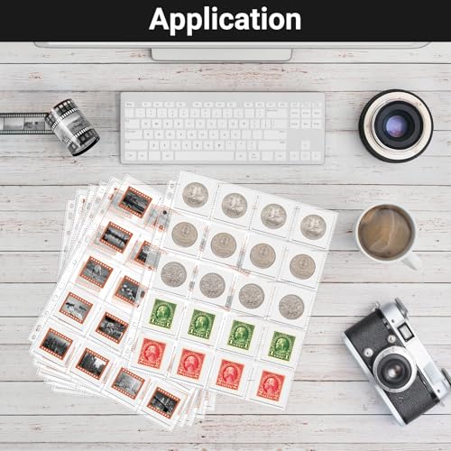 Image of 30 Pack Protective Photo Slide Pages, 35mm Slide Storage Pages, 600 Pockets 2x2 Top Loading Coin Sleeves, Cardboard Coin Holder Sleeves, Stamp Collecting Supplies for 3 Ring Binder
