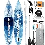 SOLAVERO 381cm (Extra Groß) Stand Up Paddling Board mit Sitz, SUP Board für 2+1 Personen/Familien, Aufblasbares Paddleboard mit elektrischer Pumpe, für Erwachsene & Anfängerfreundlich, Tragkraft 250kg