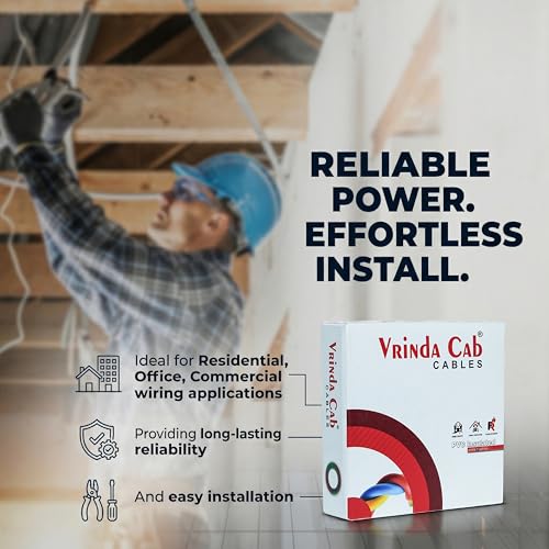 Image of VRINDA CCA Copper White 0.75MM Electrical Wire - CCA Copper 90 Meter Flame Retardant Cable for Home & Office Wiring