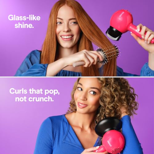 Image of Conair Cake Pop Hair Dryer with Diffuser & Concentrator Attachments, Blow Dryer, Hair Dryers for Women, Tourmaline Ceramic Technology, 3 Heat /2 Speed Settings, Compact Hair Dryer w /Concentrator, Pink