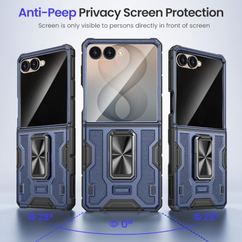 Image of VEGO for Galaxy Z Flip 8 Case with Built-in Privacy Screen Protector,Blue | with Kickstand Hinge Protection Full-Body Military-Grade Protection Shockproof Rugged Phone Case for Samsung Z Flip 8 2026