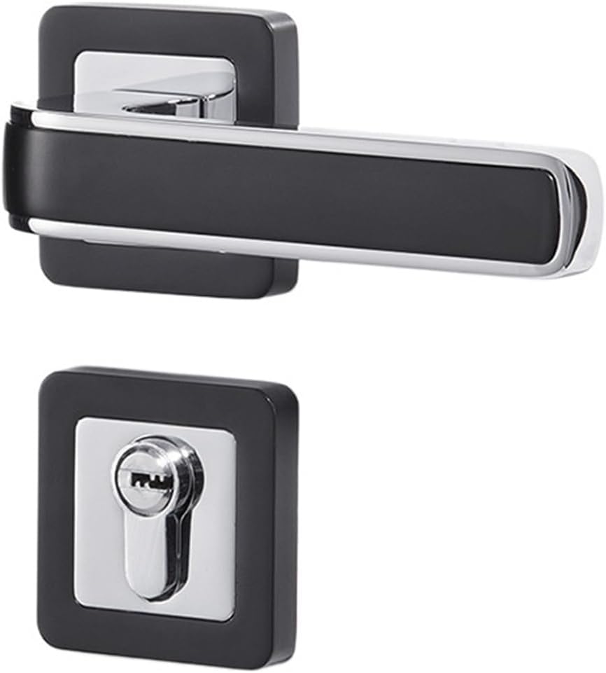 Simple Bedroom Room Interior Door Lock Black Household zinc Alloy Handle Mechanical Lock Magnetic Silent Wooden Door Lock(A 216 Black Gold Door Lock)