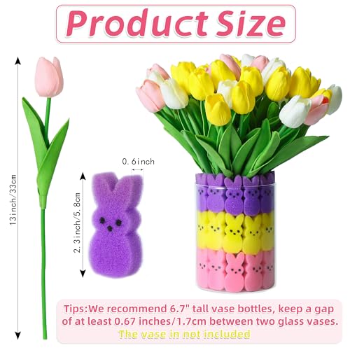 Easter-Decorations-Easter-Little-Bunnies-Decor-15-pcs-Artificial-Tulips-with-45-pcs-Bunnies-Vase-Filler-Set-Spring-Home-Decoration-Centerpieces-for-Tables-NO-VASE Easter Decorations Easter Little Bunnies Decor 15 pcs Artificial Tulips with 45 pcs Bunnies Vase Filler Set Spring Home Decoration Centerpieces for Tables NO VASE