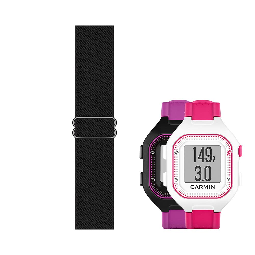 C2D JOY Stretchy Loop Strap Adjustable Elastic Nylon Wristband Compatible with Garmin forerunner 25 small version Watch (Black)