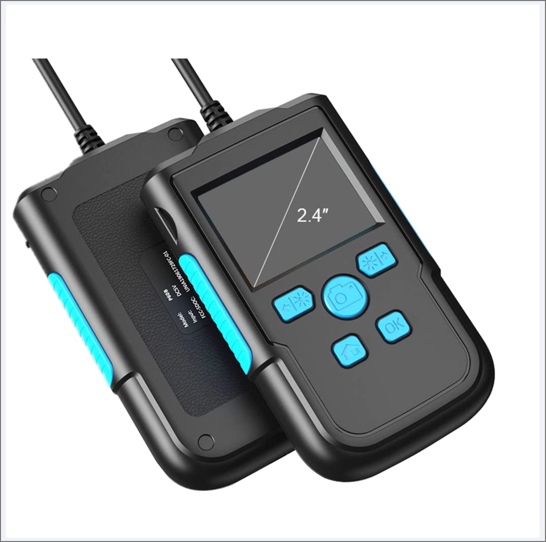 Ispezione dell'endoscopio, Scheda TF 32G, Fotocamera endoscopio a Doppia Lente Schermo da 2,4 Pollici periscopio 1080P HD Snake Camera con 8 luci a LED, Cavo semirigido, 5,5 mm * 10 m