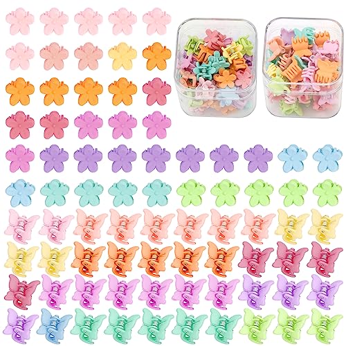 SuPoo 80 Pcs Butterfly and Floral Hair Accessories: Mini Clips, Tiny Colorful Claws for Girls, Babies, Toddlers, Y2K Style